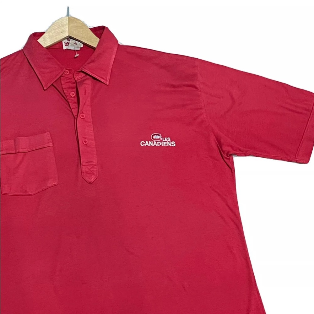 Les Canadiens De Montreal Red Polo Short Sleeve T-Shirt Vintage XL NHL CH